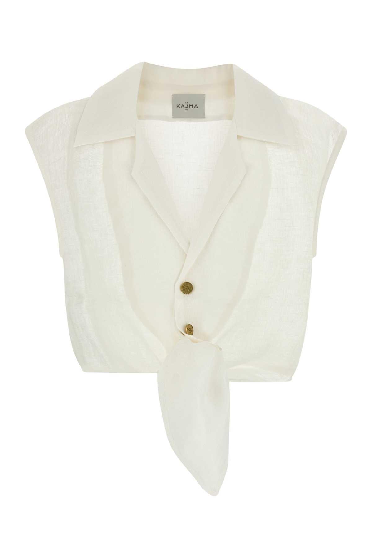 le kasha white linen sanabo top