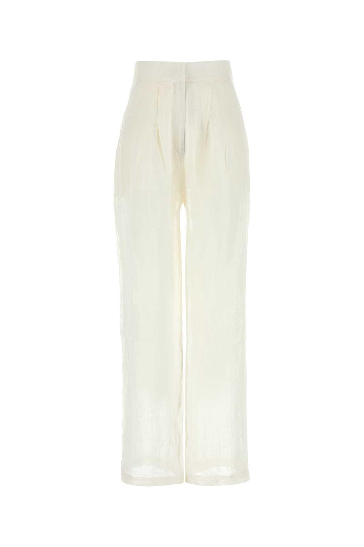 le kasha white linen sohag wide-leg pant
