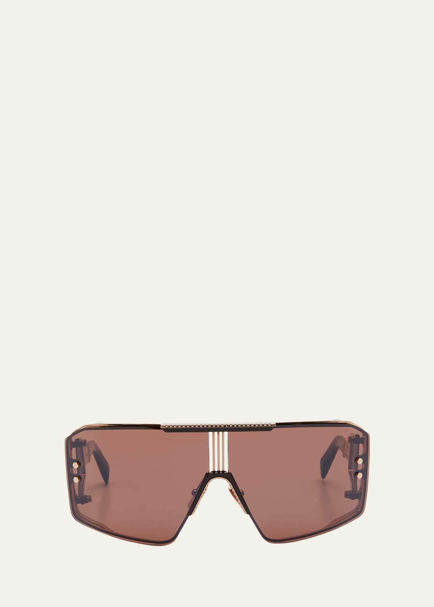 le masque brown titanium & acetate shield sunglasses