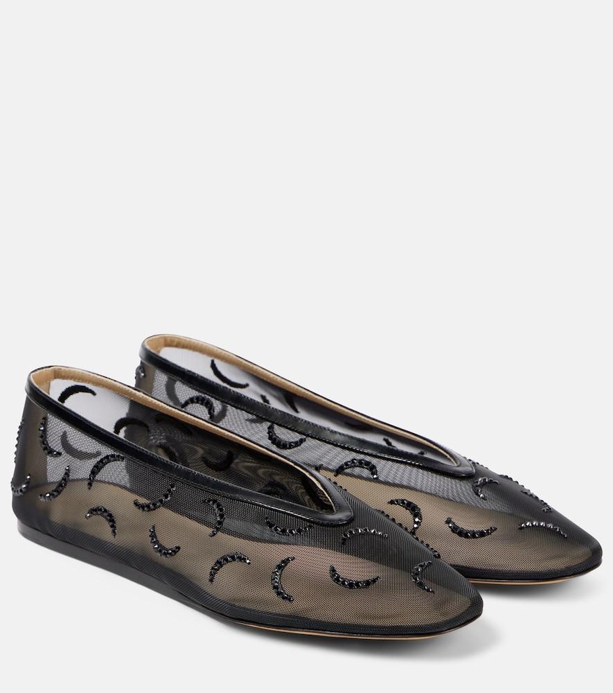 le monde béryl luna embroidered mesh ballet flats
