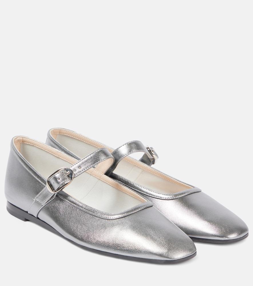 le monde béryl metallic leather mary jane flats