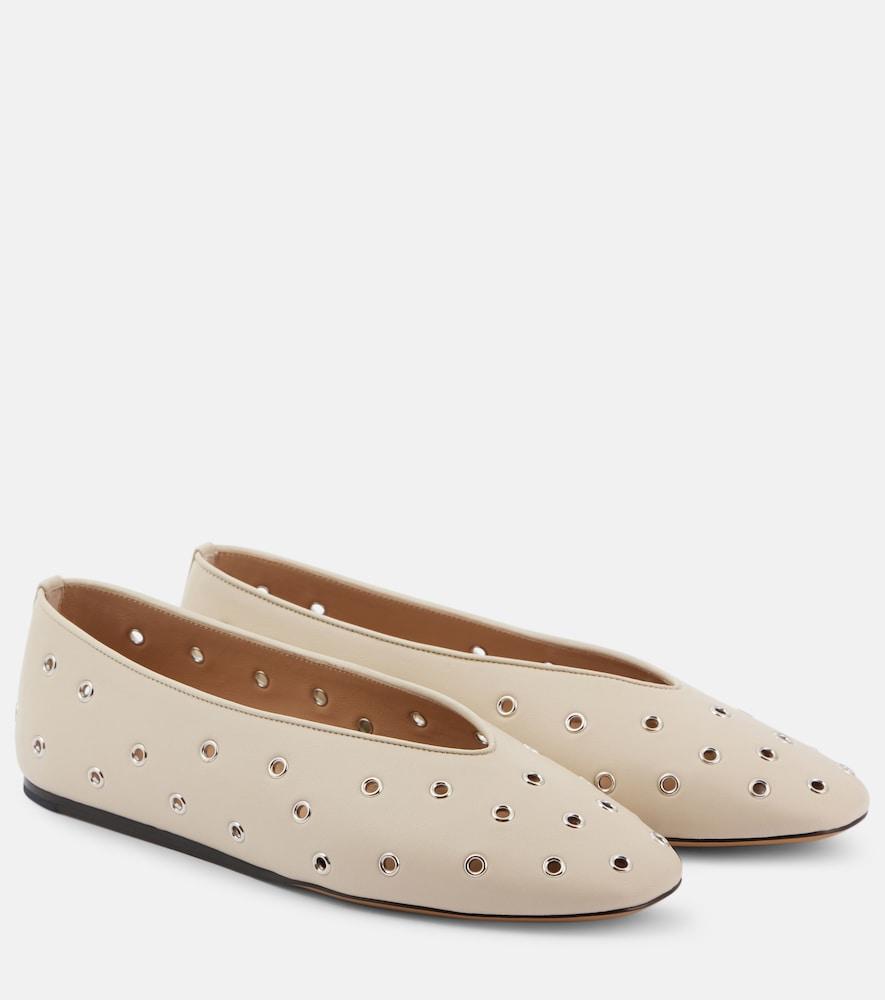 le monde béryl regency embellished leather ballet flats