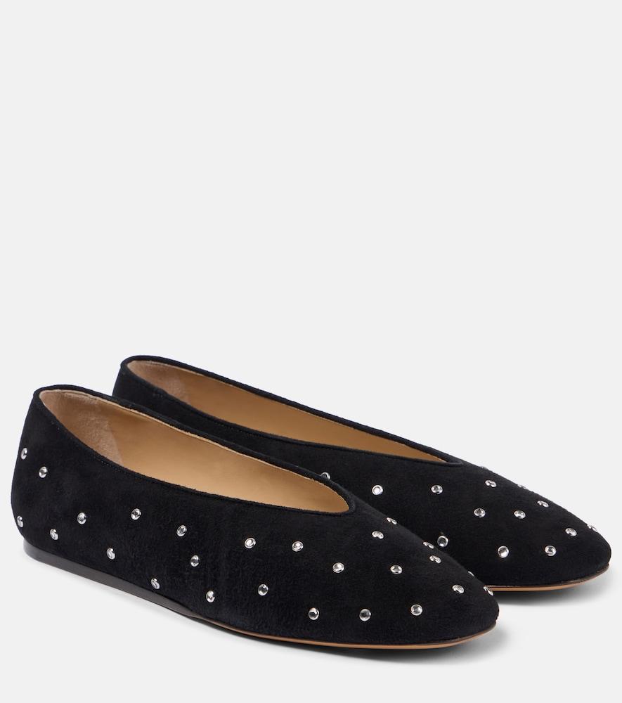 le monde béryl regency embellished suede ballet flats