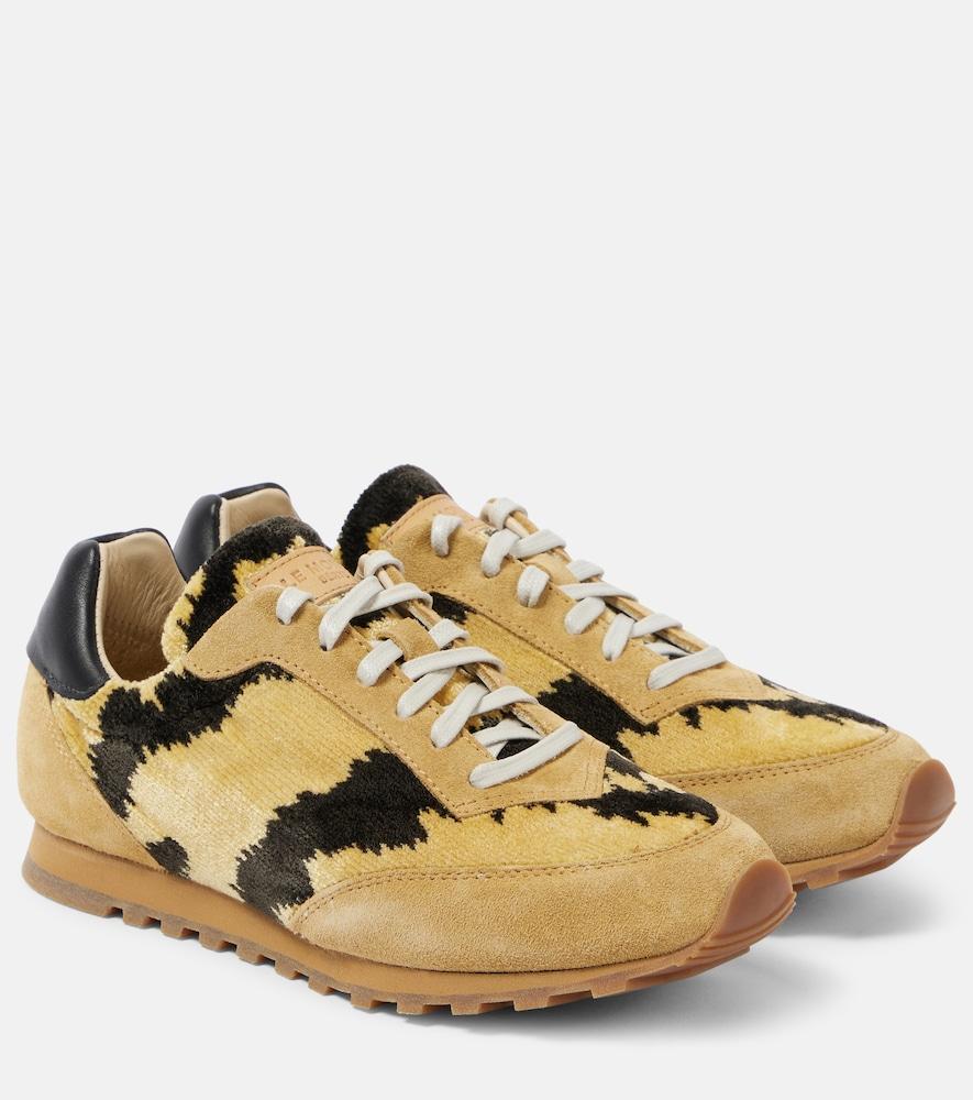 le monde béryl slim runner velvet and suede sneakers