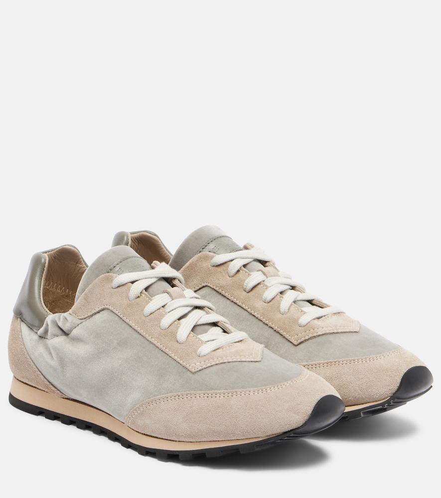 le monde béryl slim runner velvet and suede sneakers