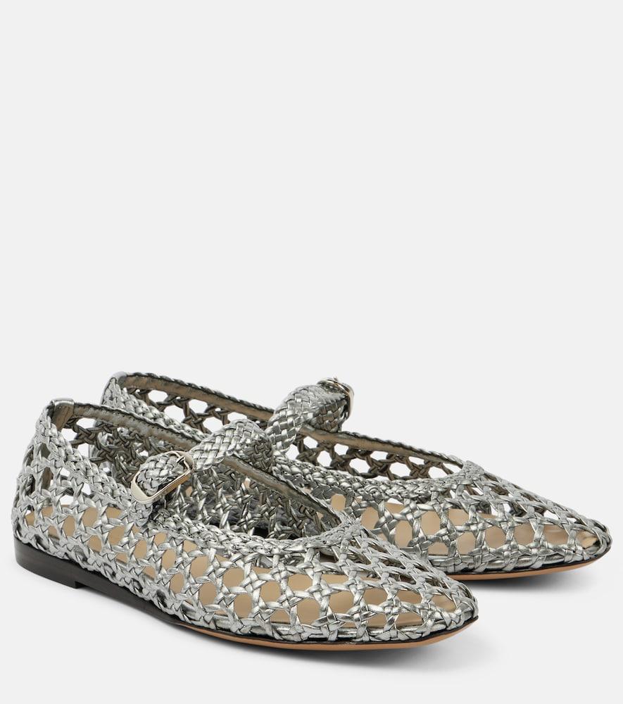 le monde béryl woven leather mary jane flats