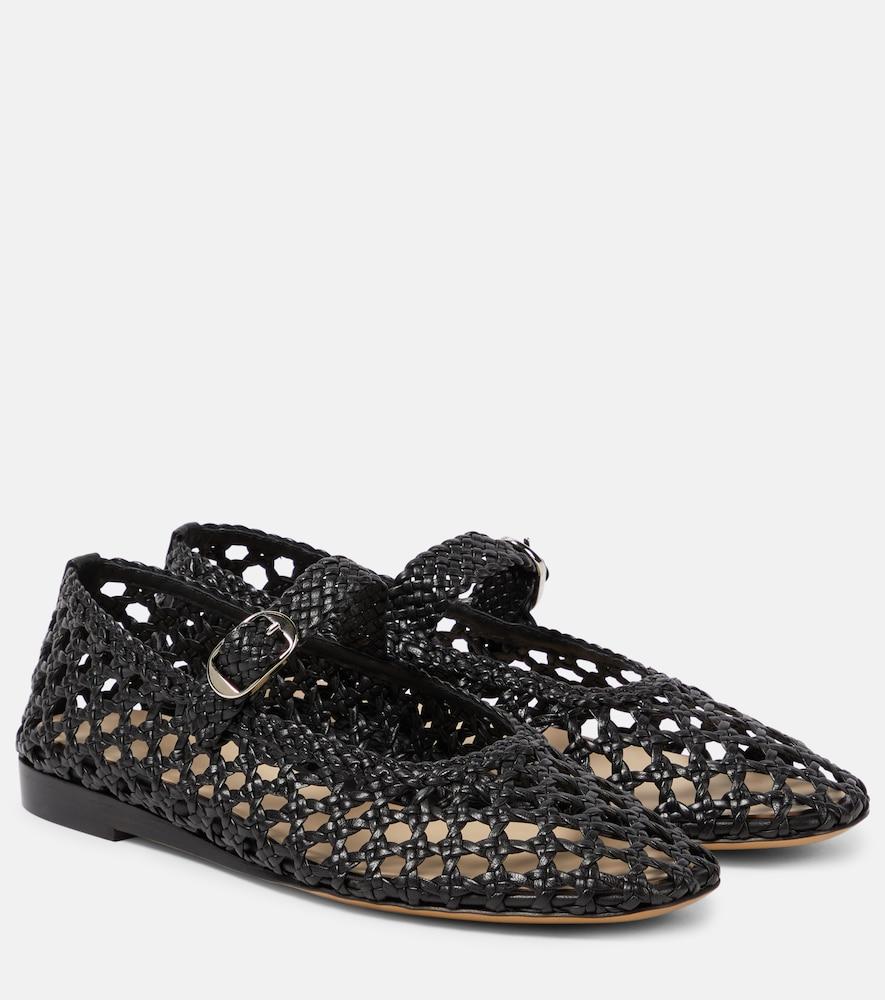 le monde béryl woven leather mary jane flats