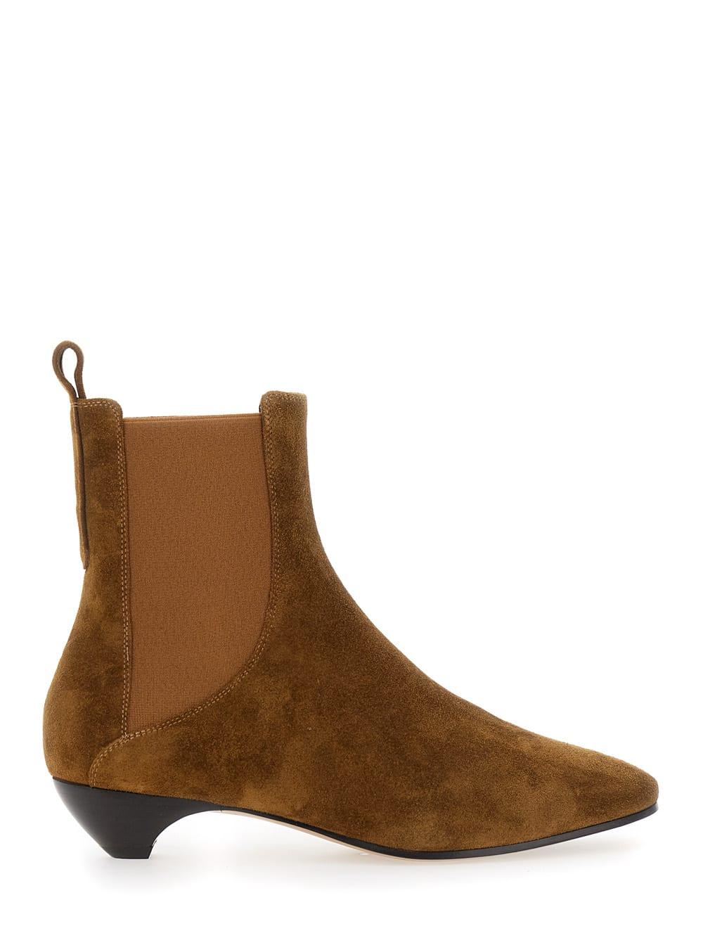 le monde beryl allegra chelsea beige ankle boots with elastic panels in suede woman
