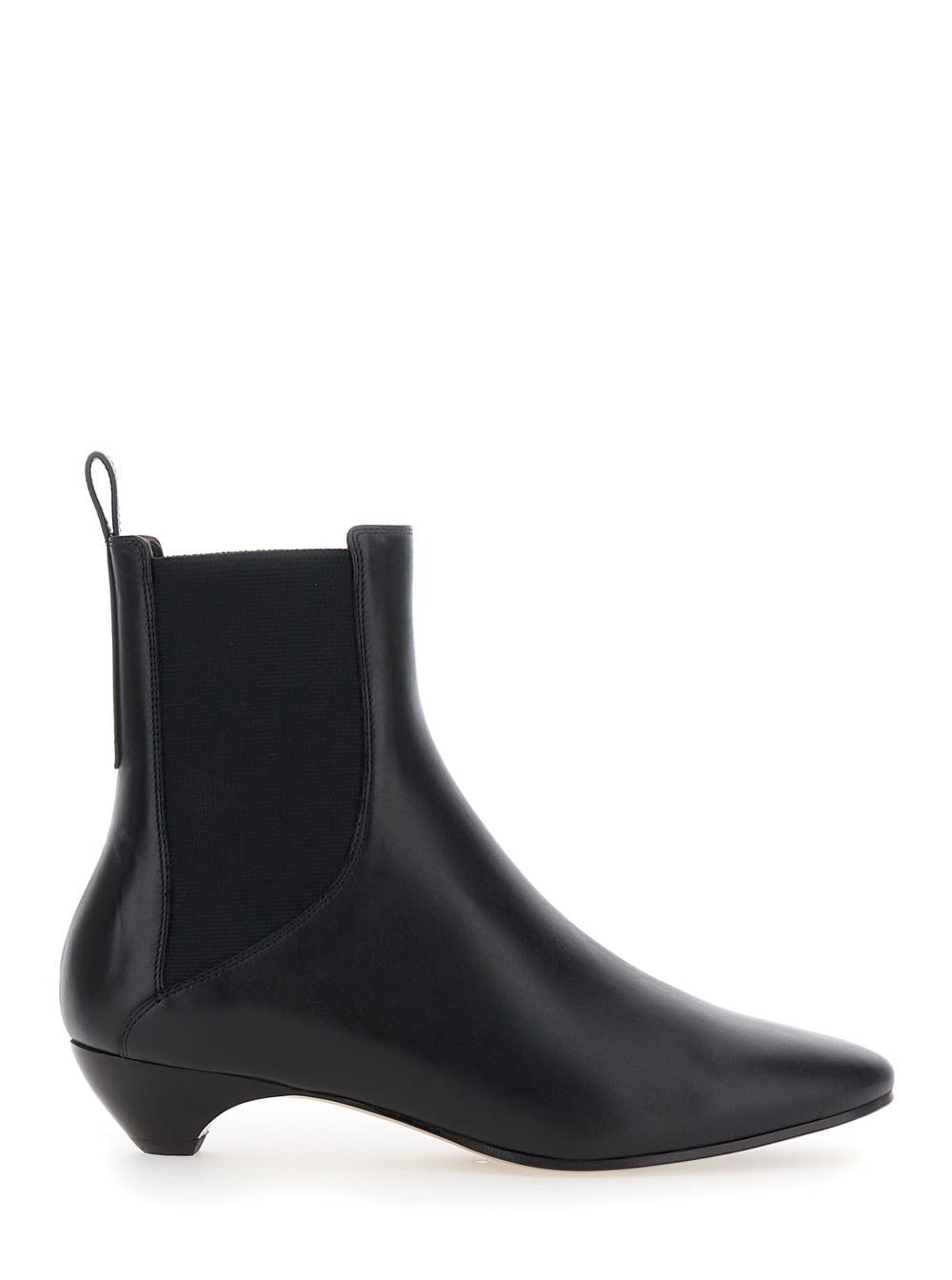 le monde beryl allegra chelsea black ankle boots with elastic panels in leather woman