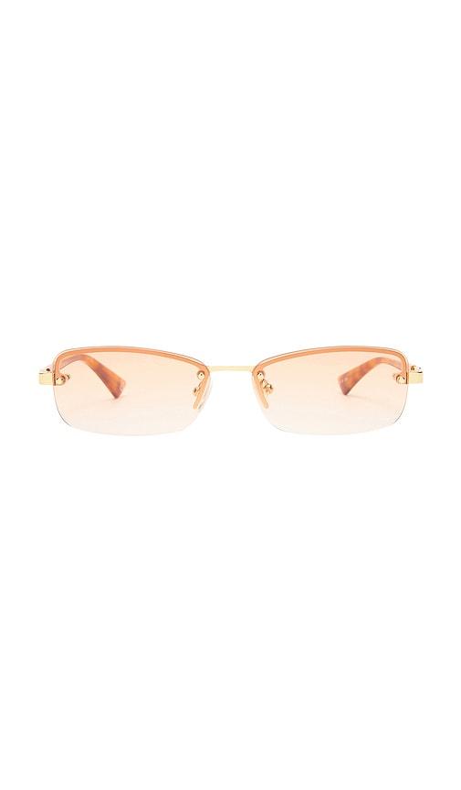 le specs enigmatic sunglasses in metallic gold.