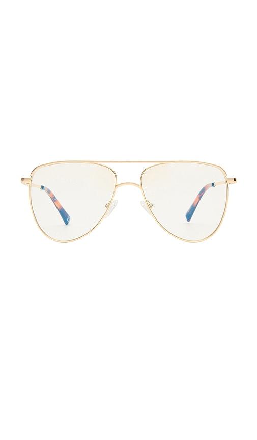le specs the duke blue light glasses in metallic gold.