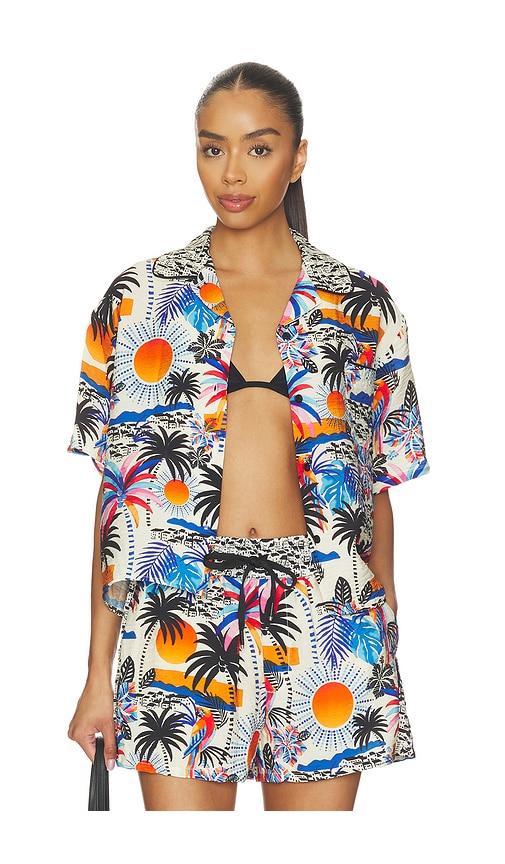 le superbe a few palms camp shirt in white,blue.