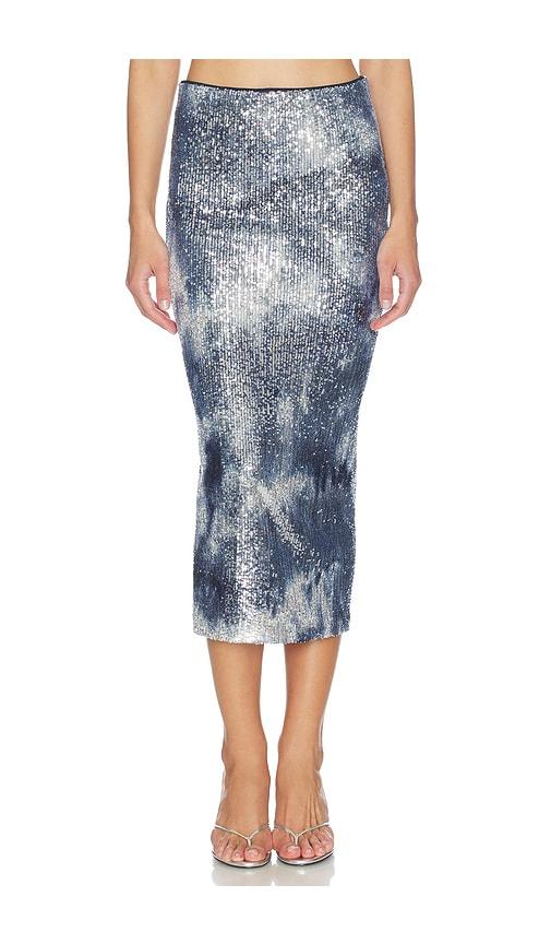 le superbe shibori shine liza skirt in navy,baby blue.