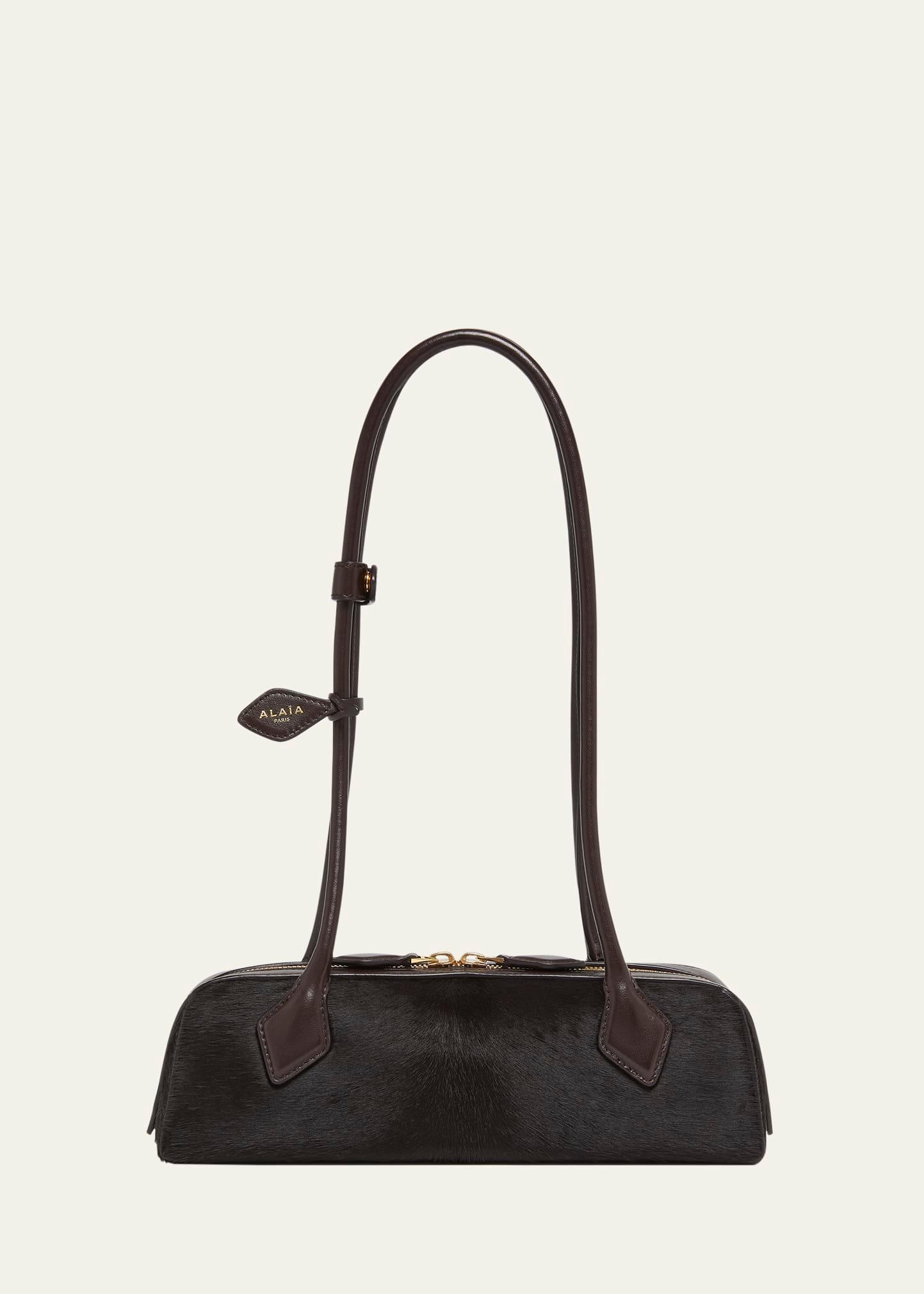 le teckel calf hair shoulder bag