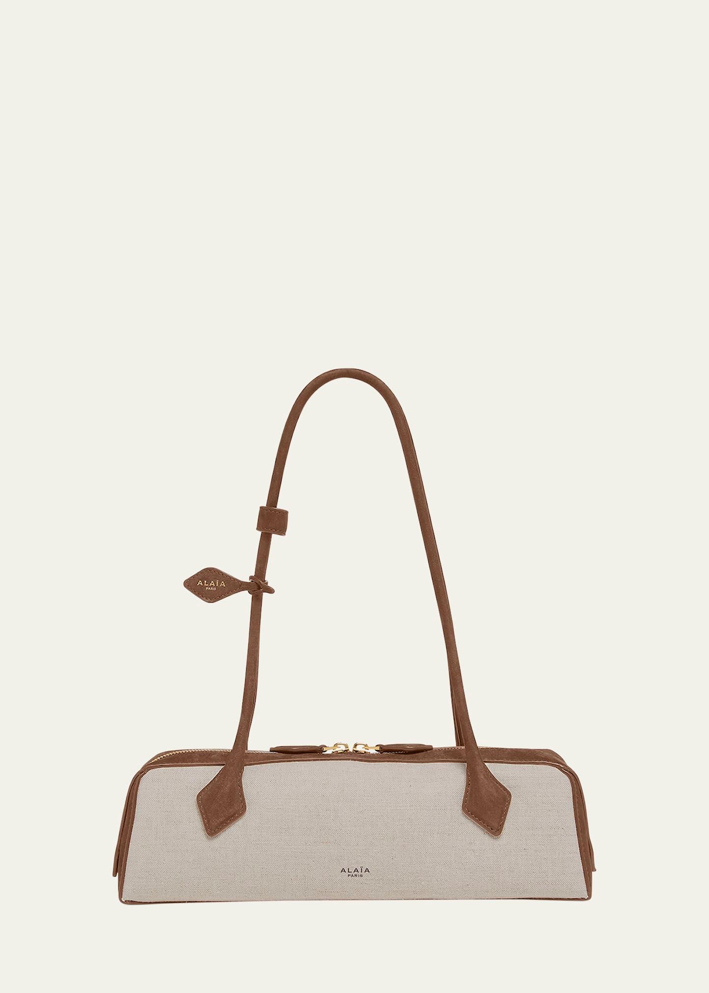 le teckel medium shoulder bag in canvas and leather