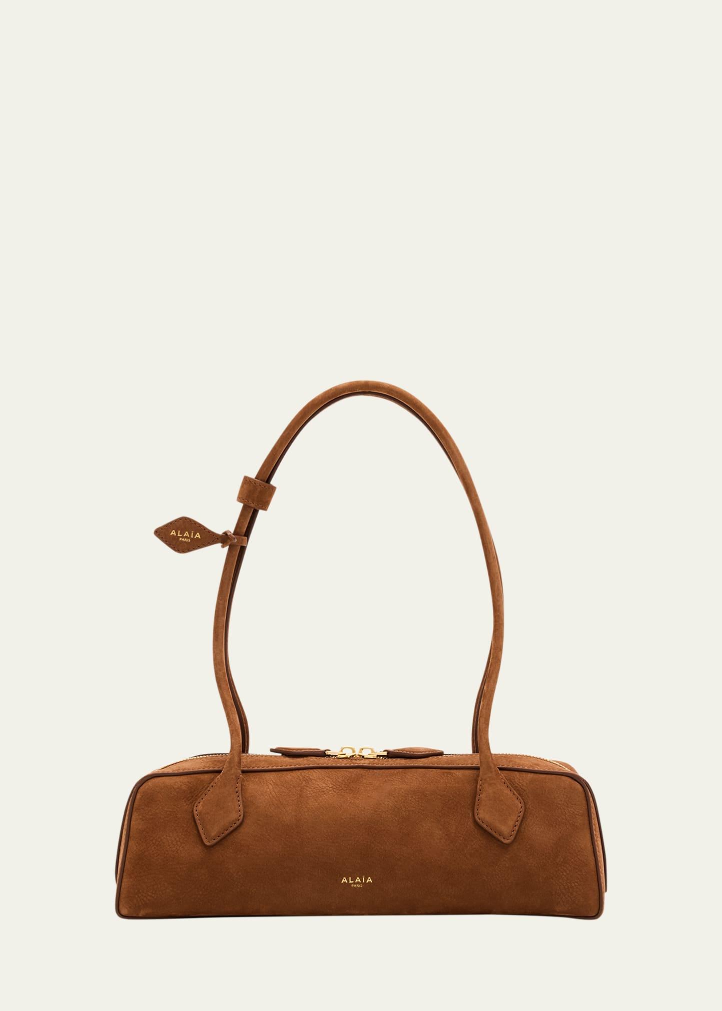 le teckel medium suede shoulder bag