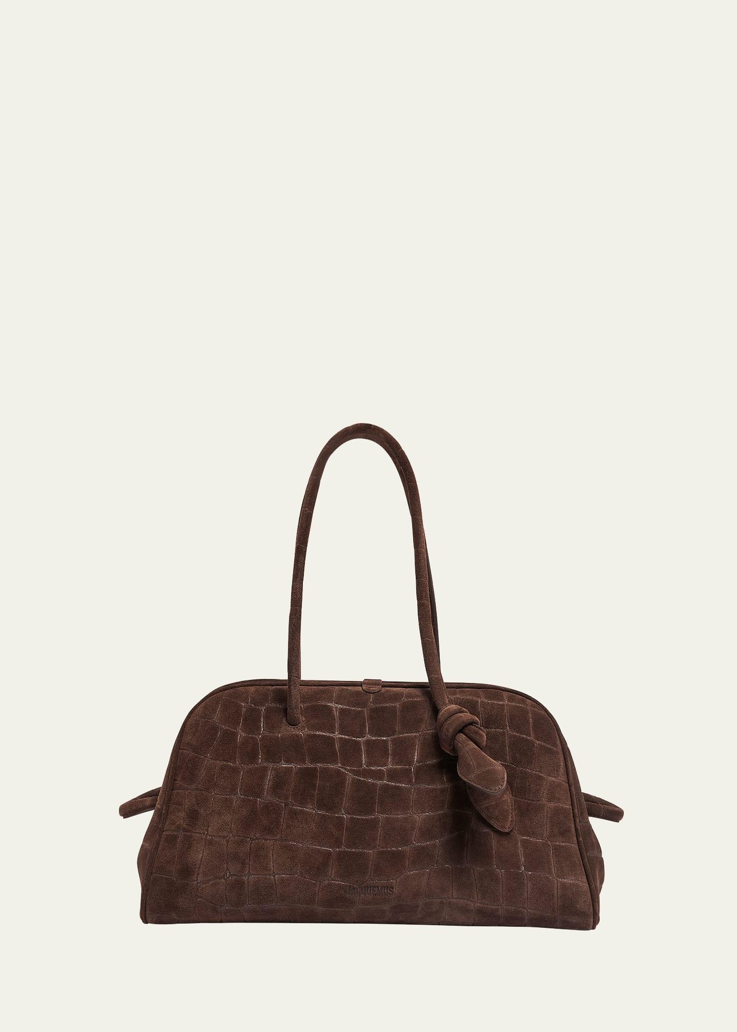 le turismo croc-embossed suede shoulder bag