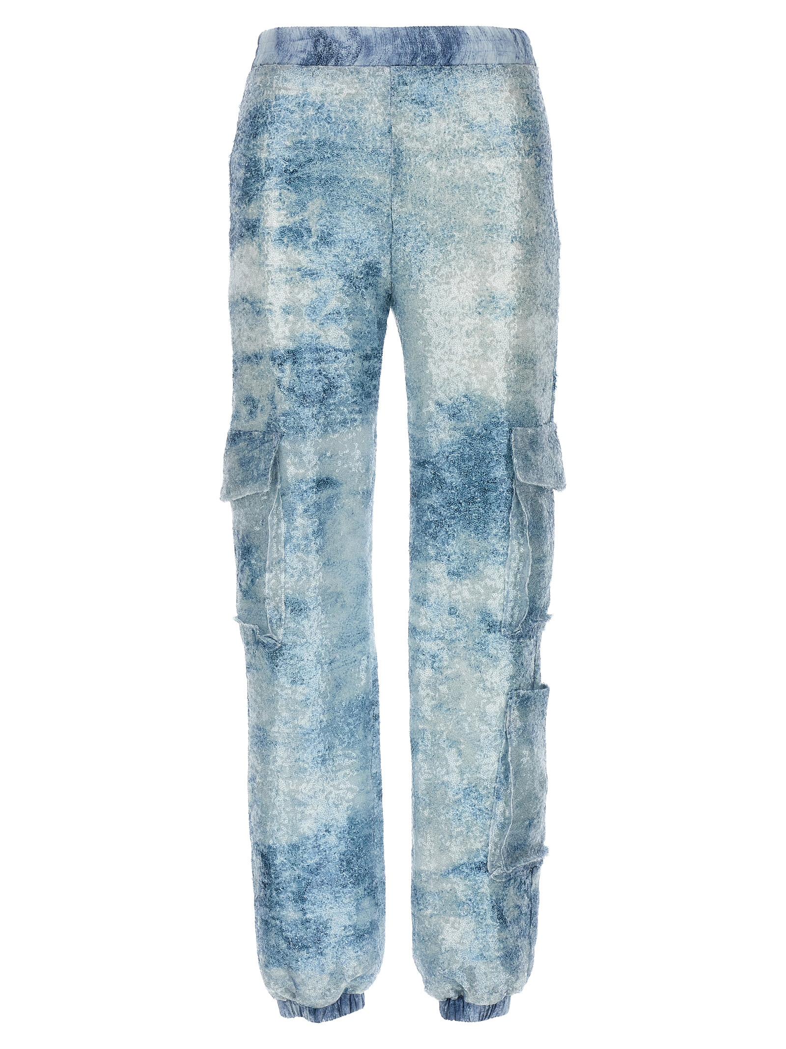 le twins robi cargo trousers light blue polyester elastane pant - women