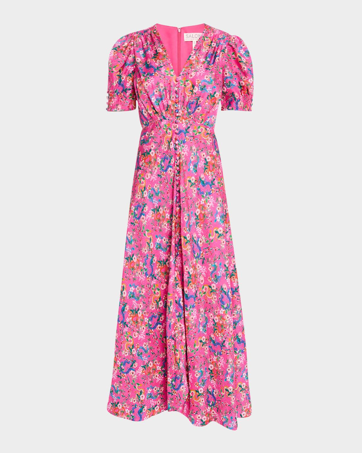 lea printed long dress