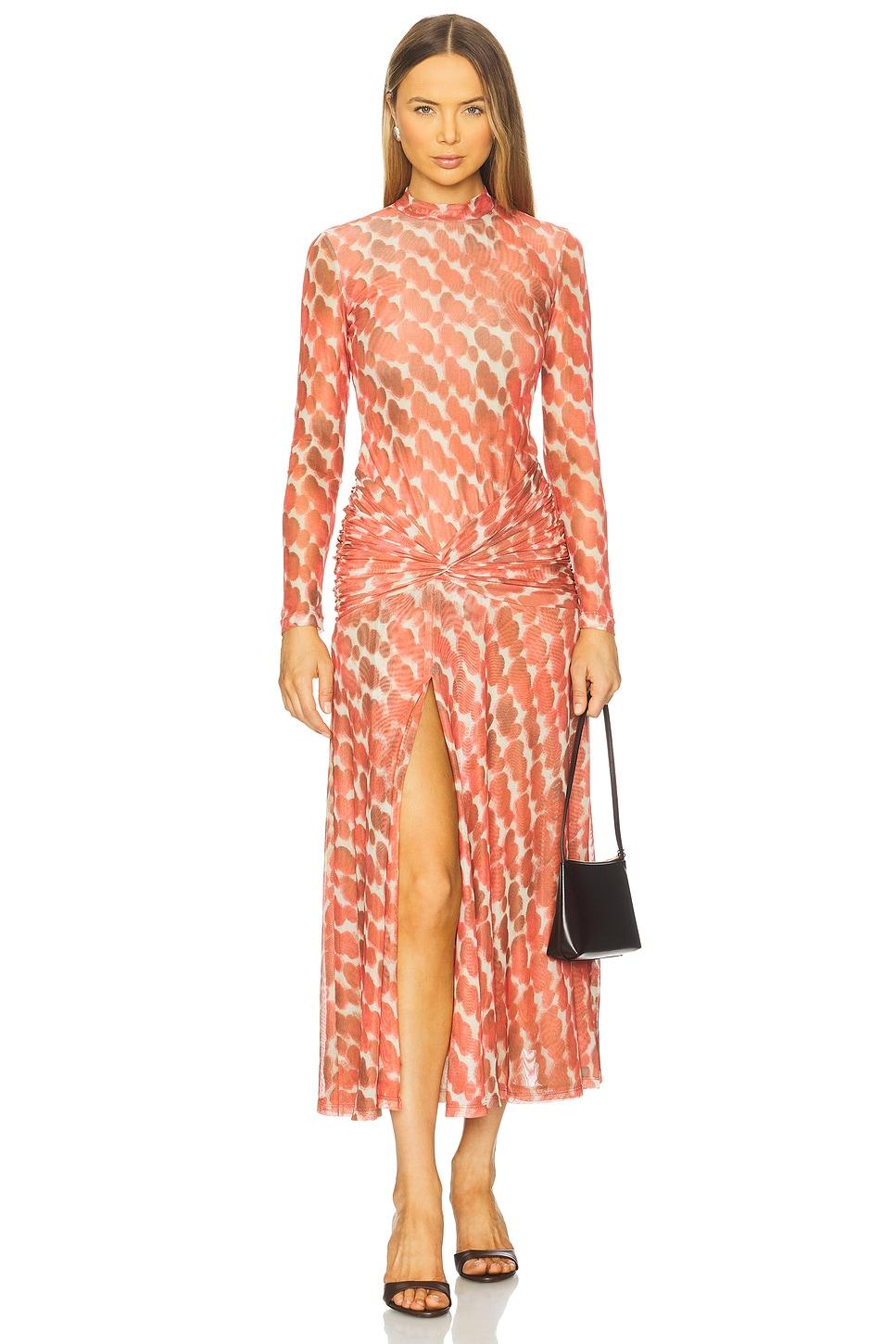lea printed mesh dress