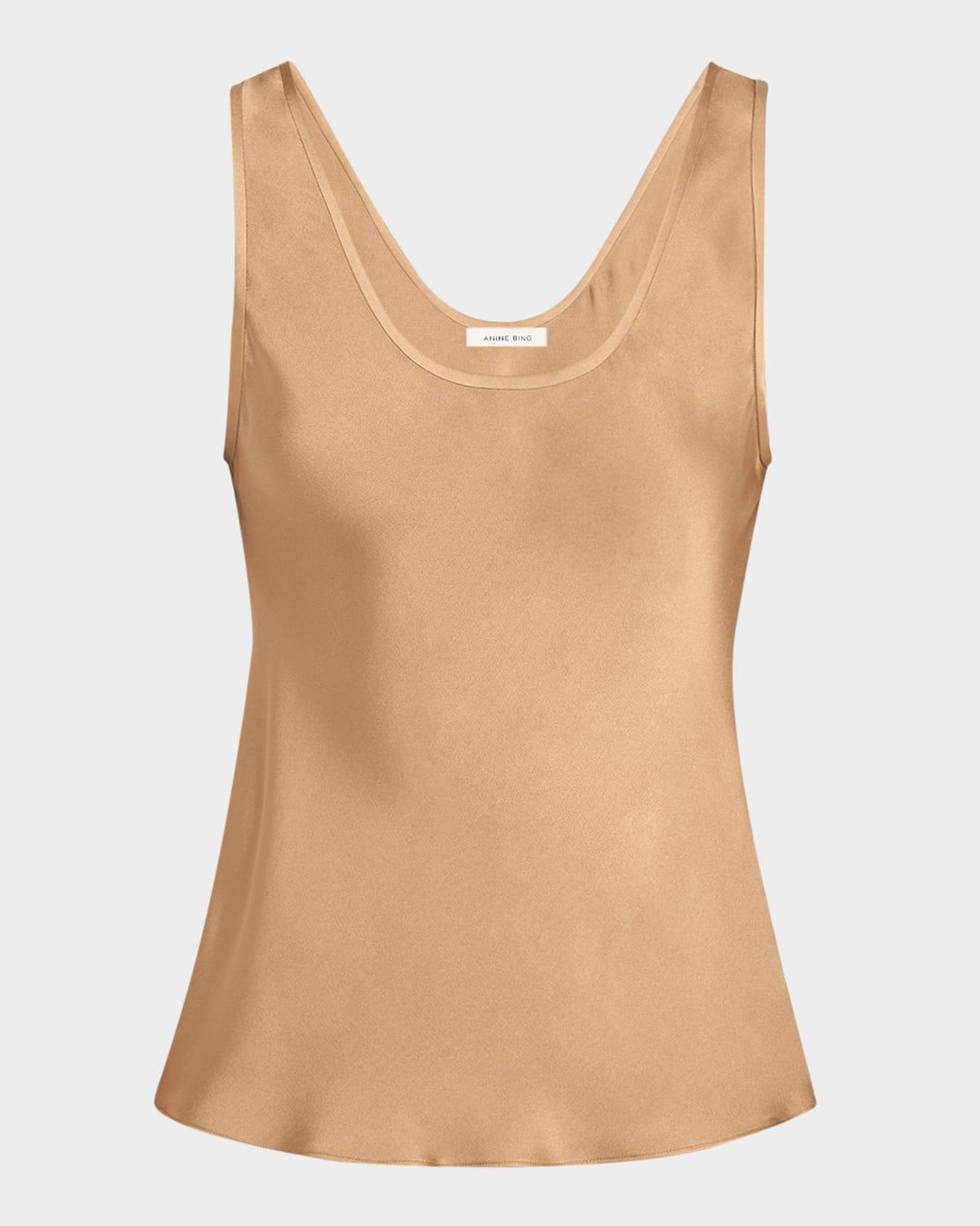 lea silk scoop-neck tank top