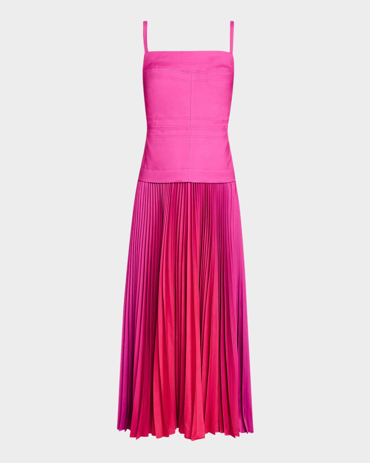 leasgill pleated open-back dress