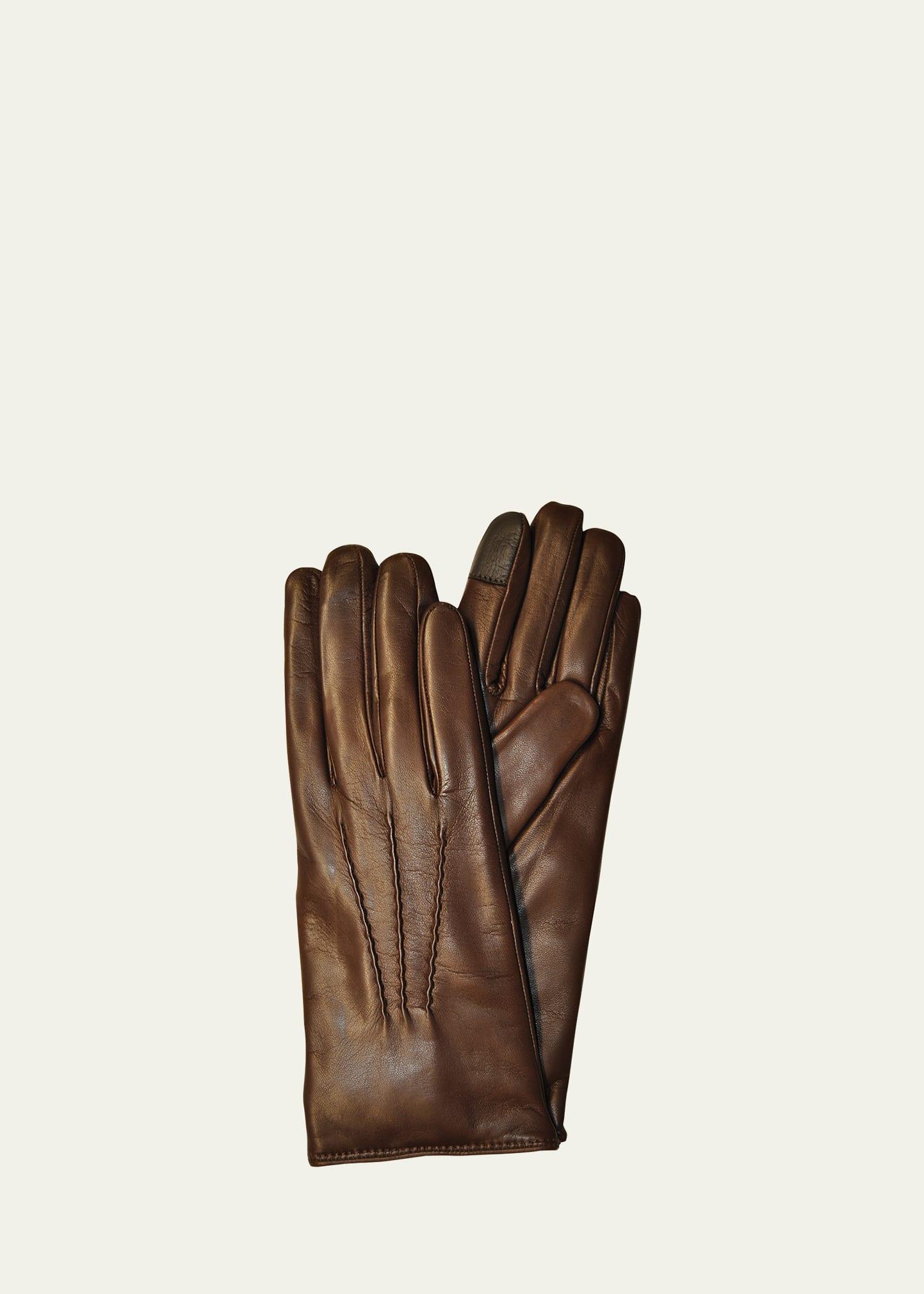 leather & cashmere touch screen gloves