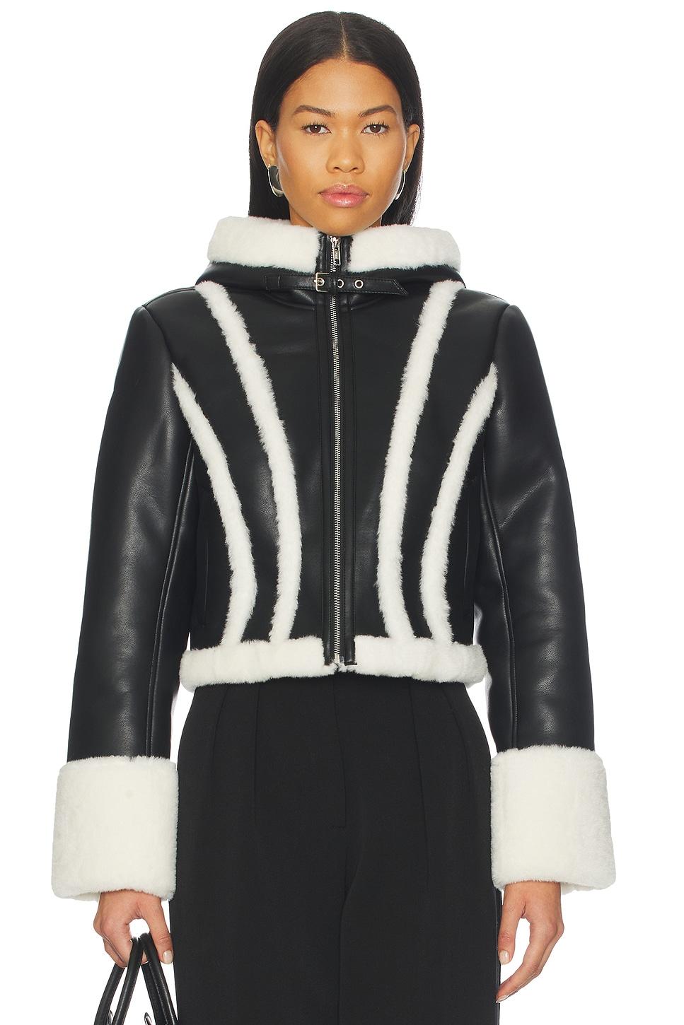leather & fur collar jacket