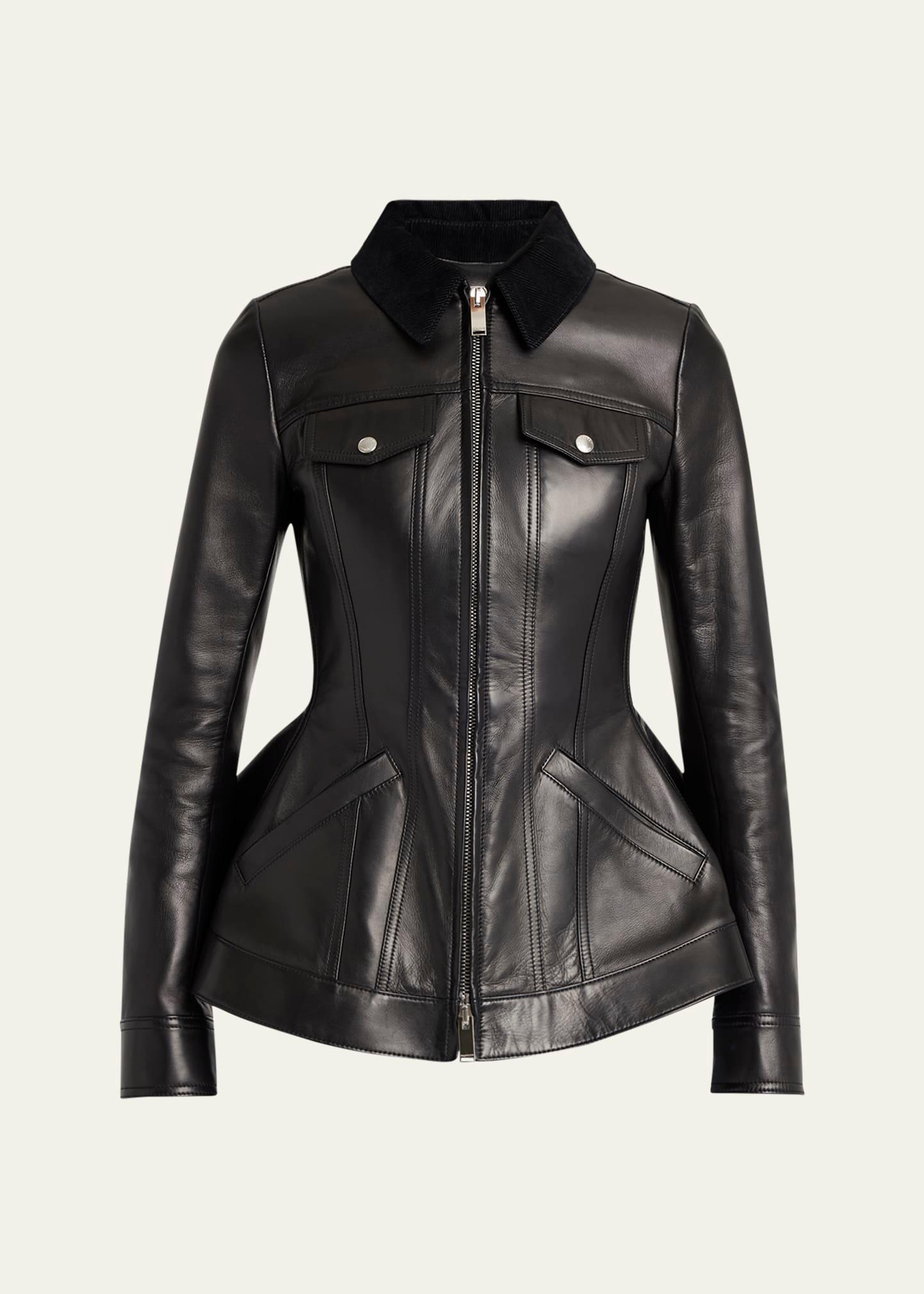 leather bird peplum jacket