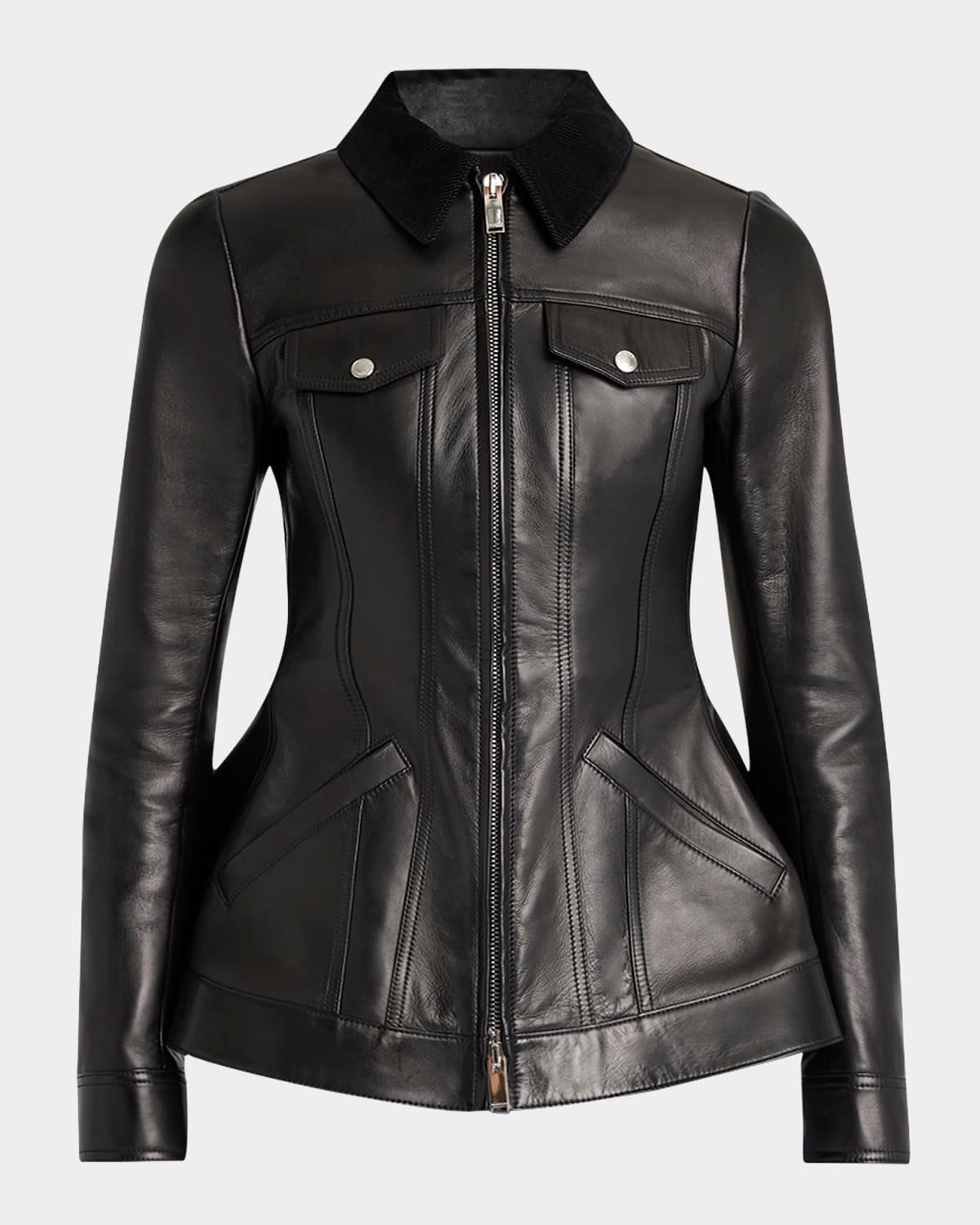 leather bird peplum jacket