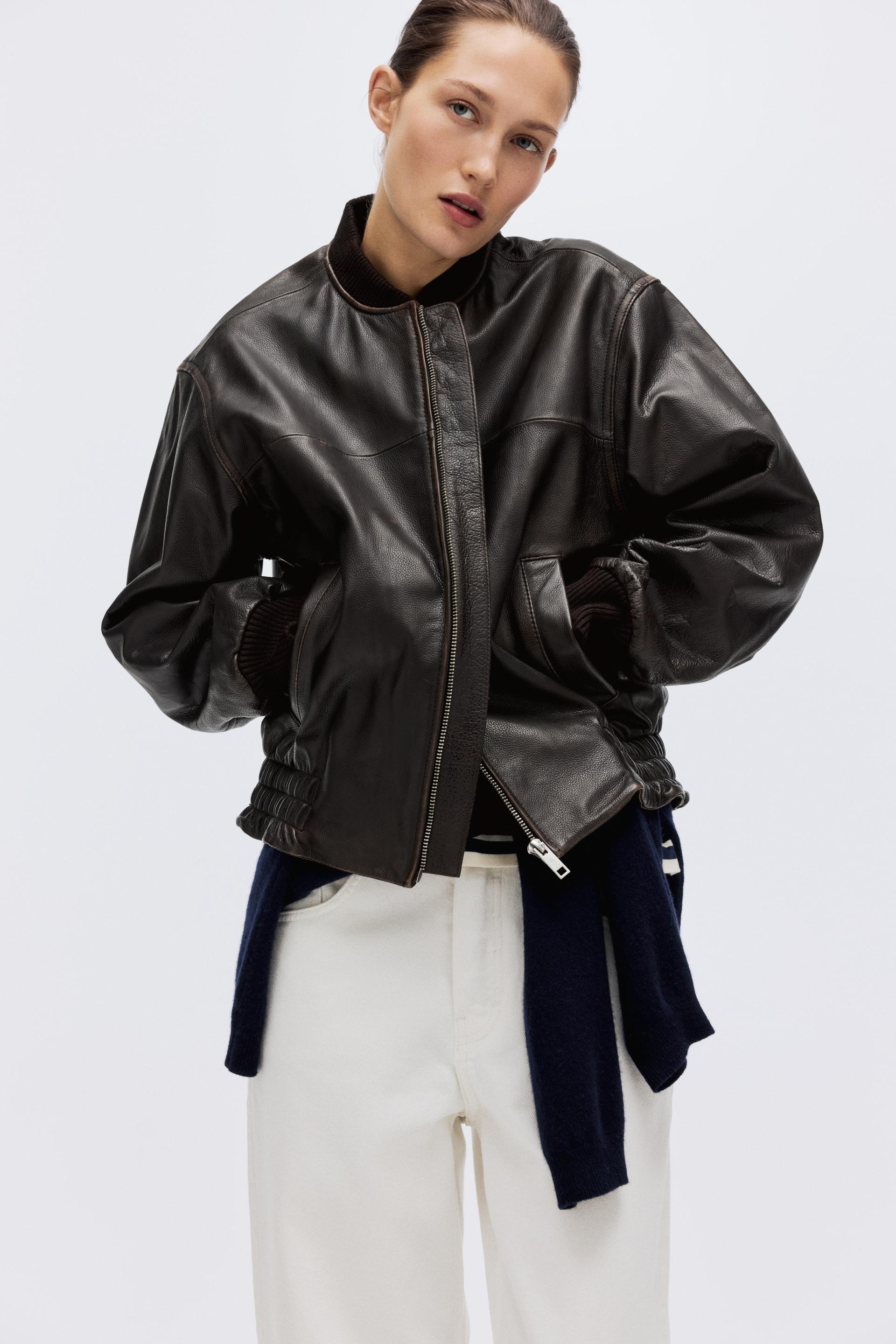 leather bomber jacket