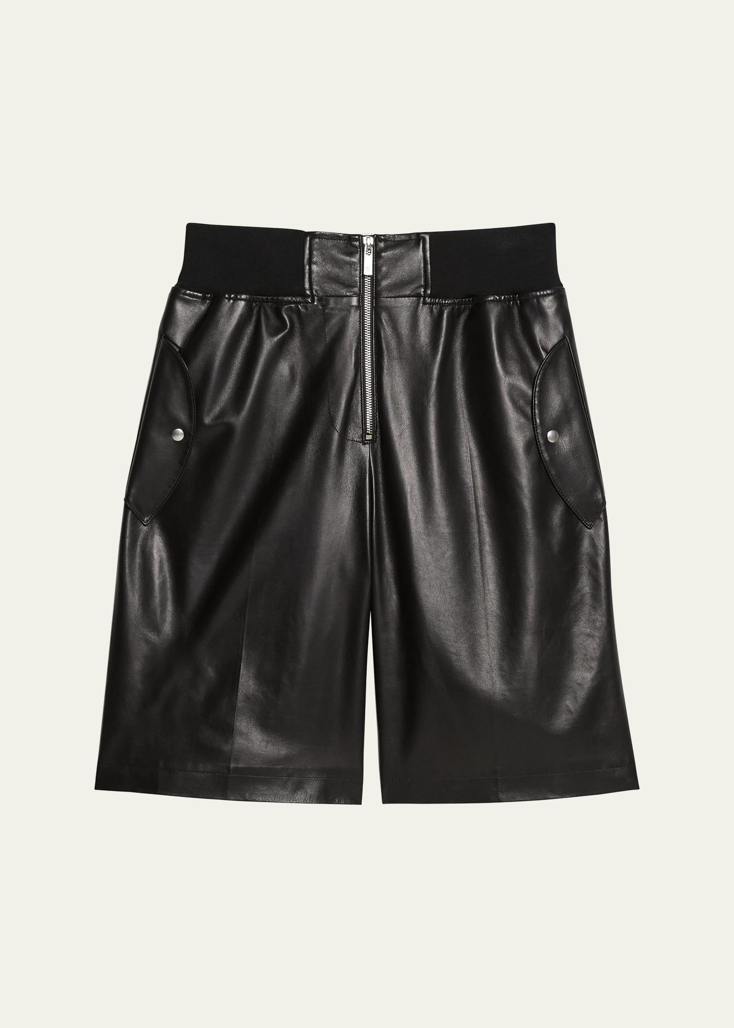 leather bomber shorts