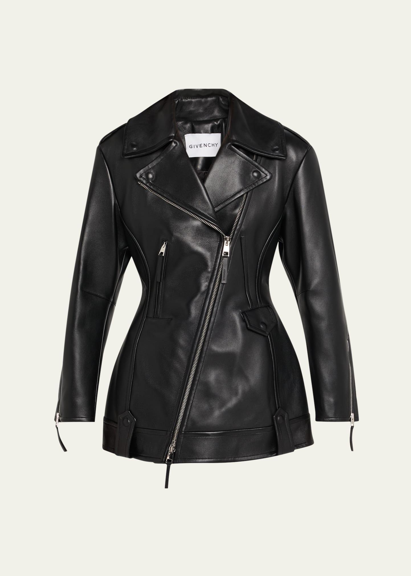 leather cocoon waisted biker jacket