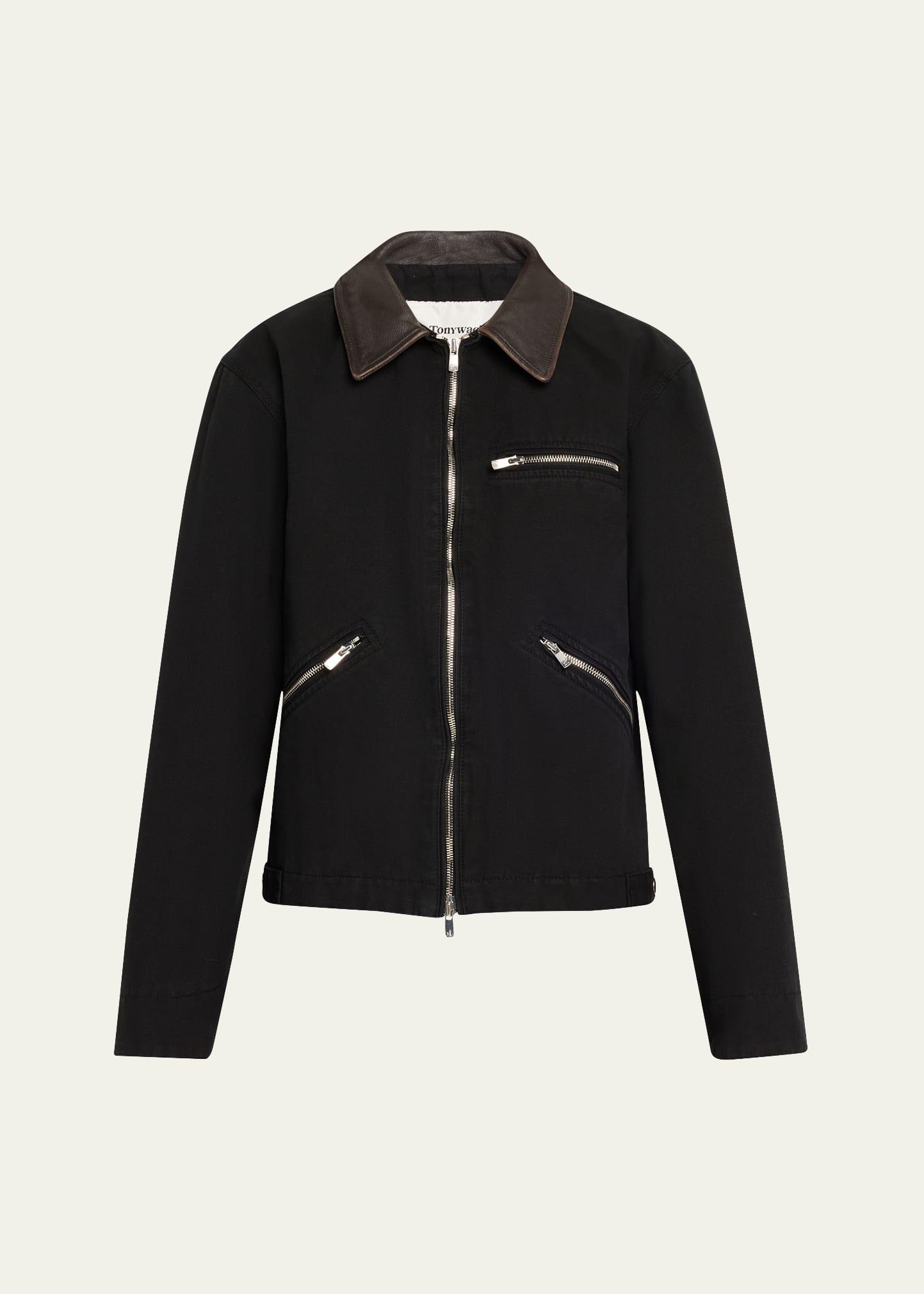 leather collar work jacket