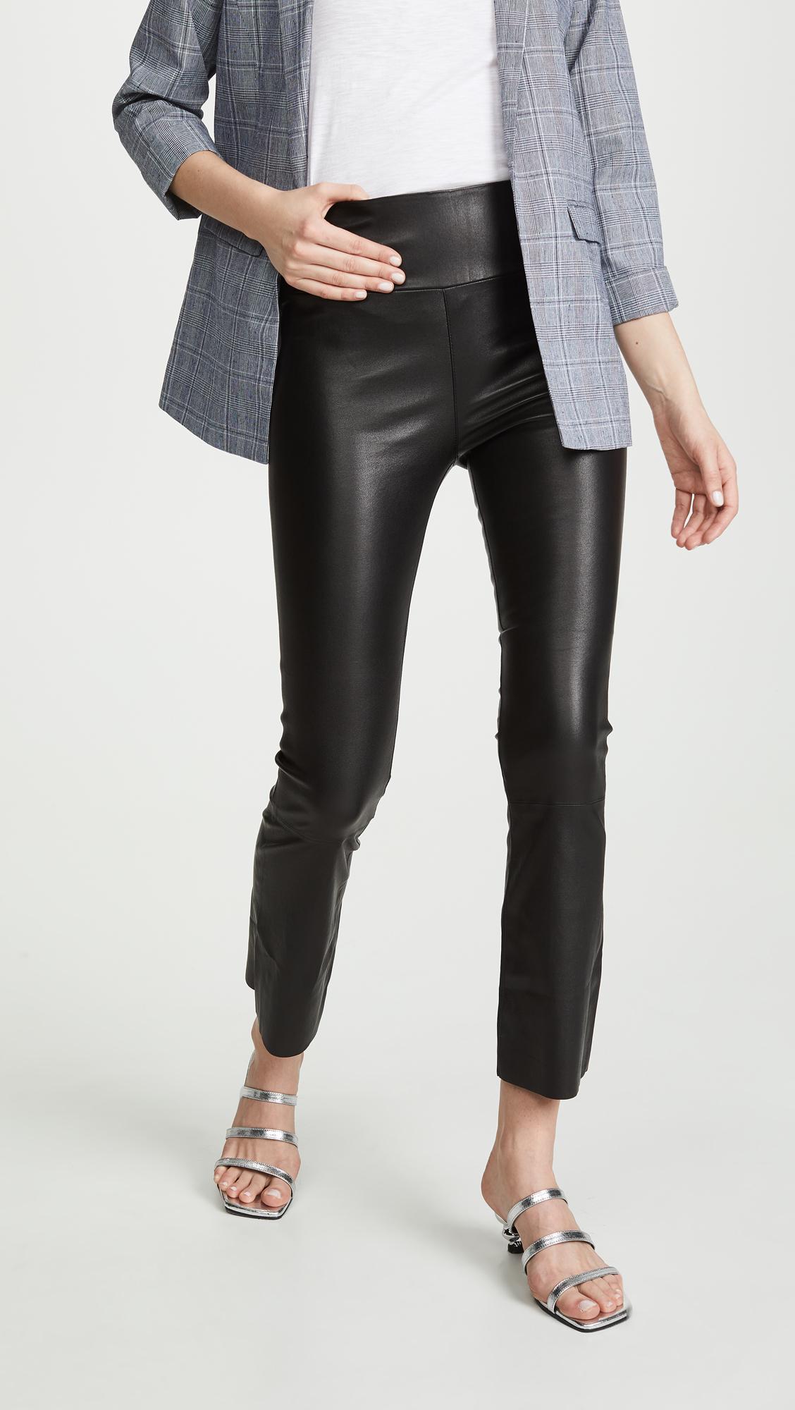 leather crop flare leggings