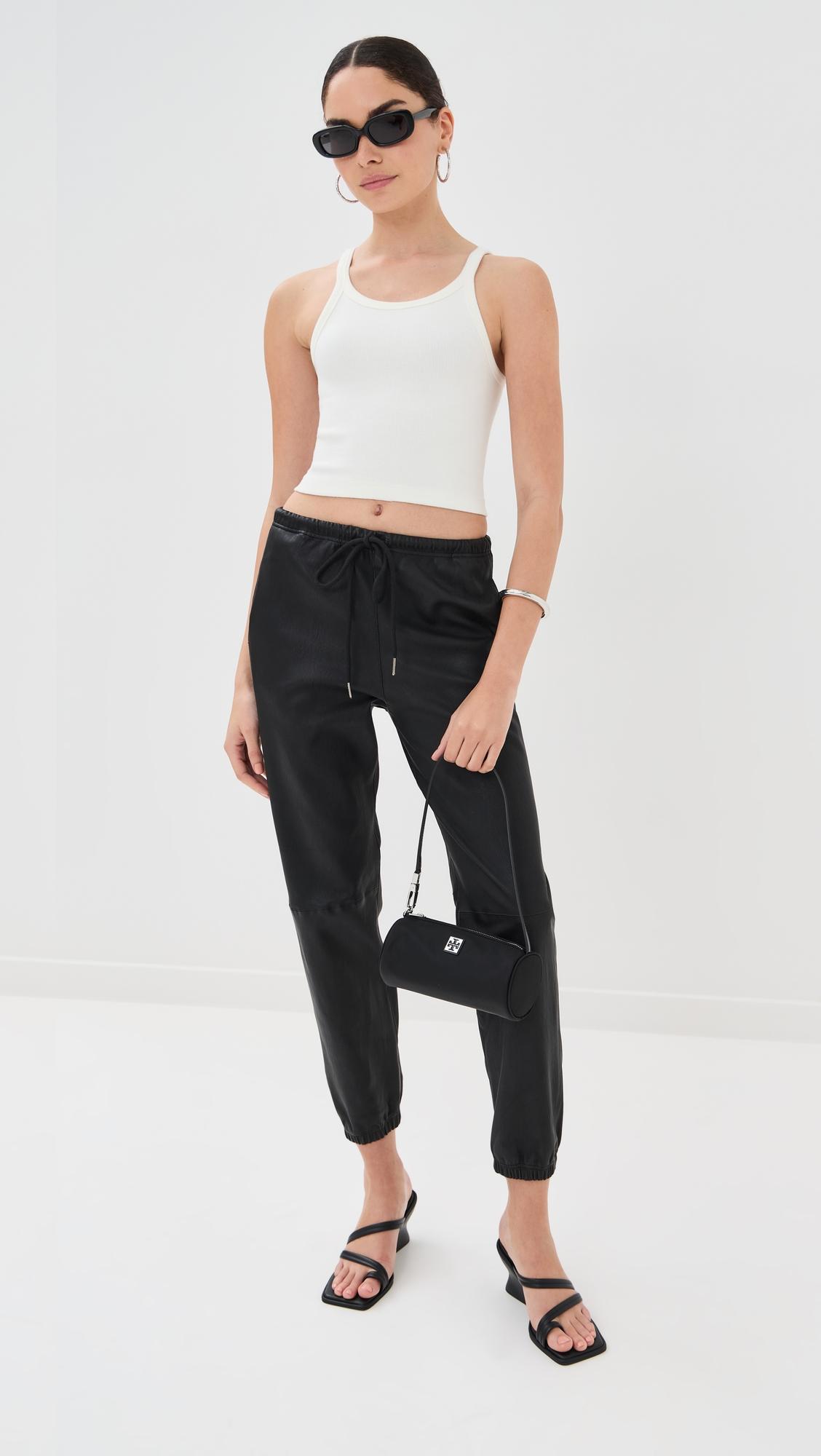 leather drawstring joggers