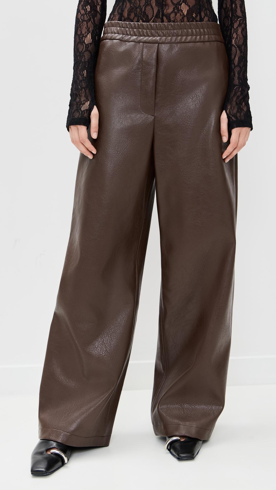 leather elastic pants