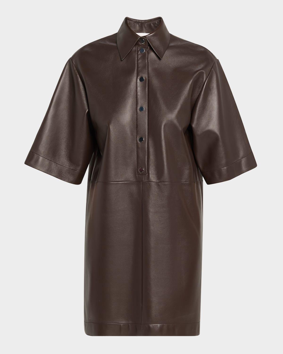 leather elbow sleeve short dress