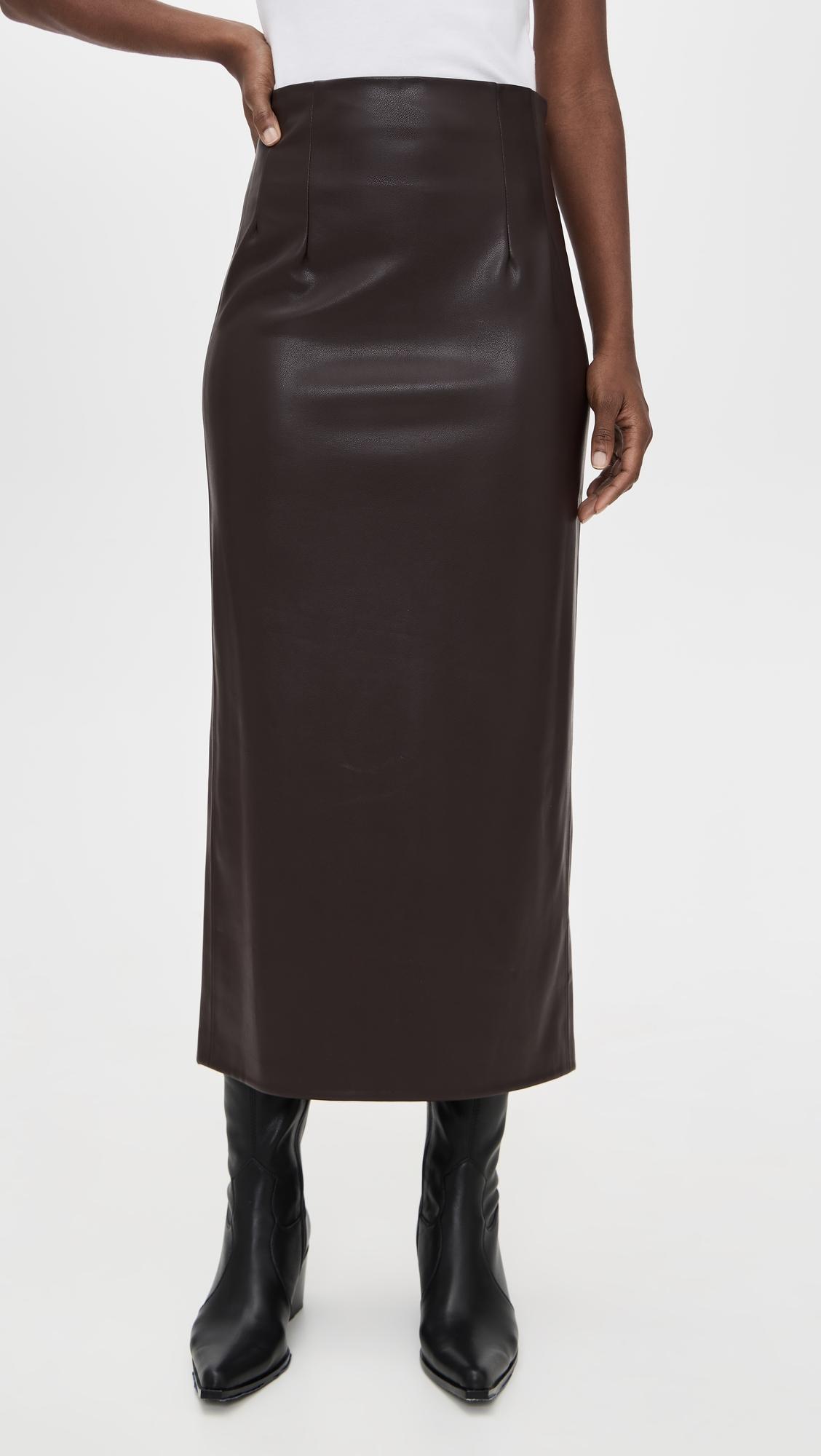 leather hi-waist curve skirt