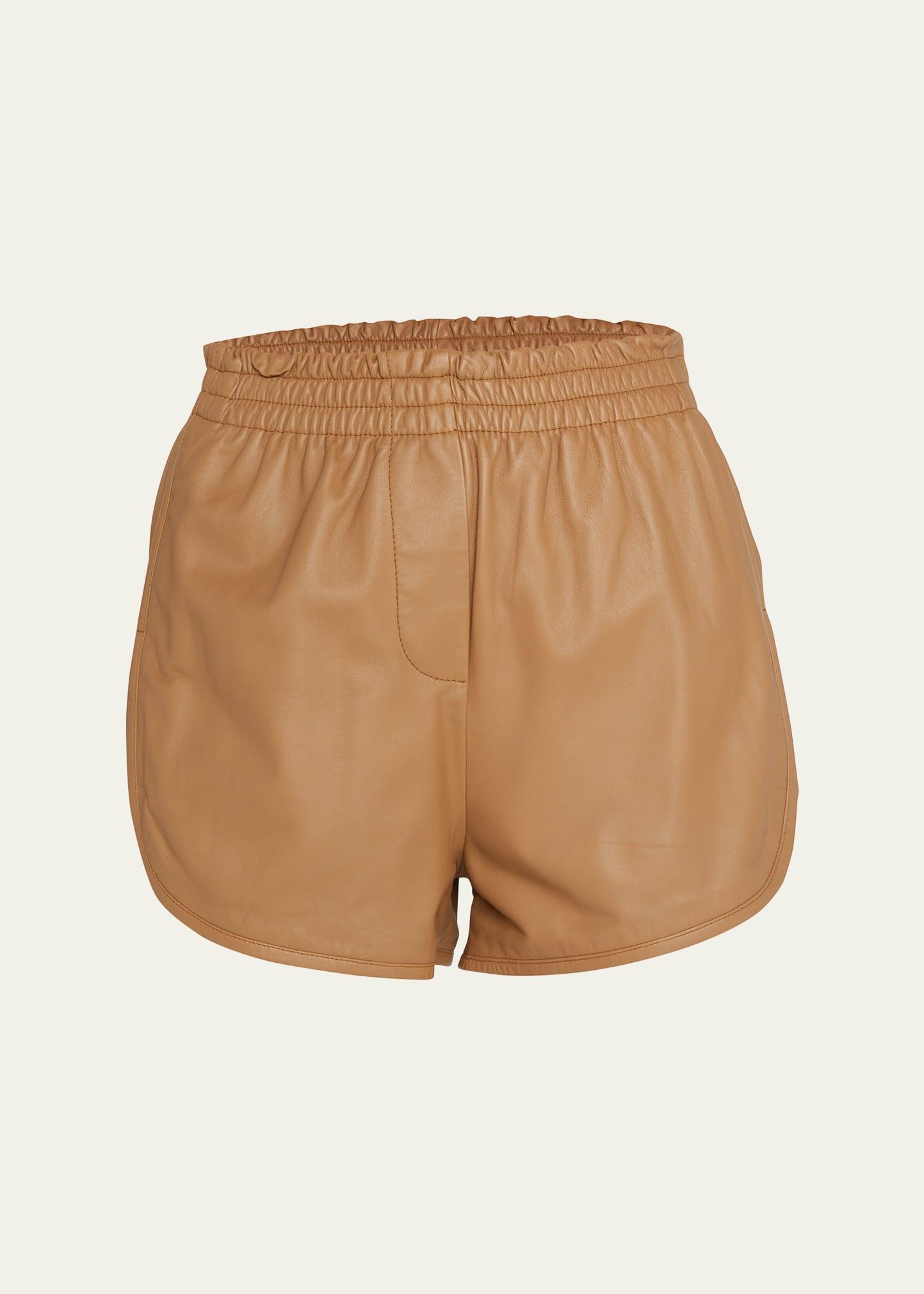 leather jogger shorts