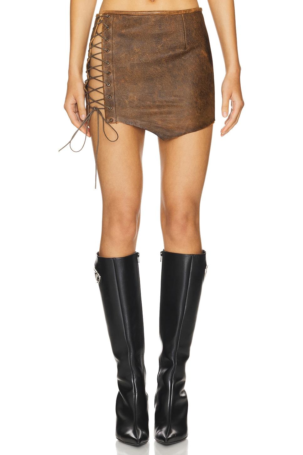 leather lace up skirt