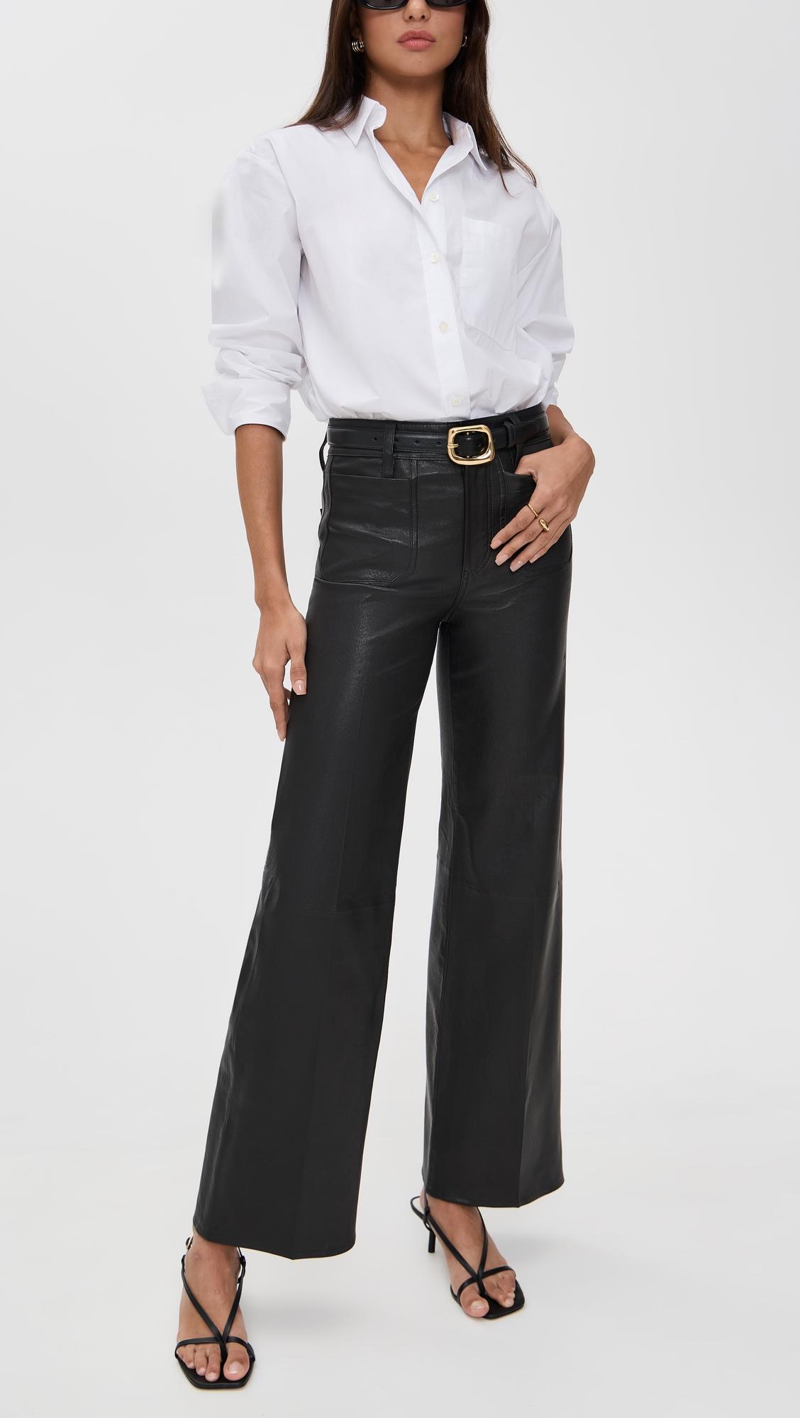 leather le slim palazzo modernist pocket pants