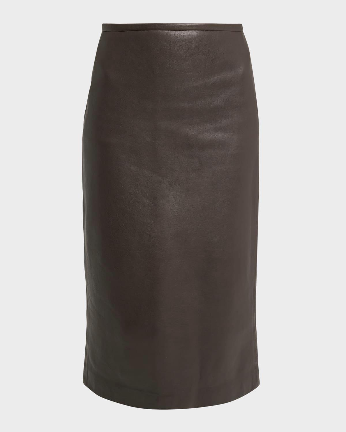 leather midi pencil skirt