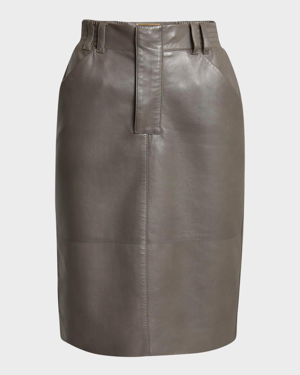leather pencil skirt with patch pockets