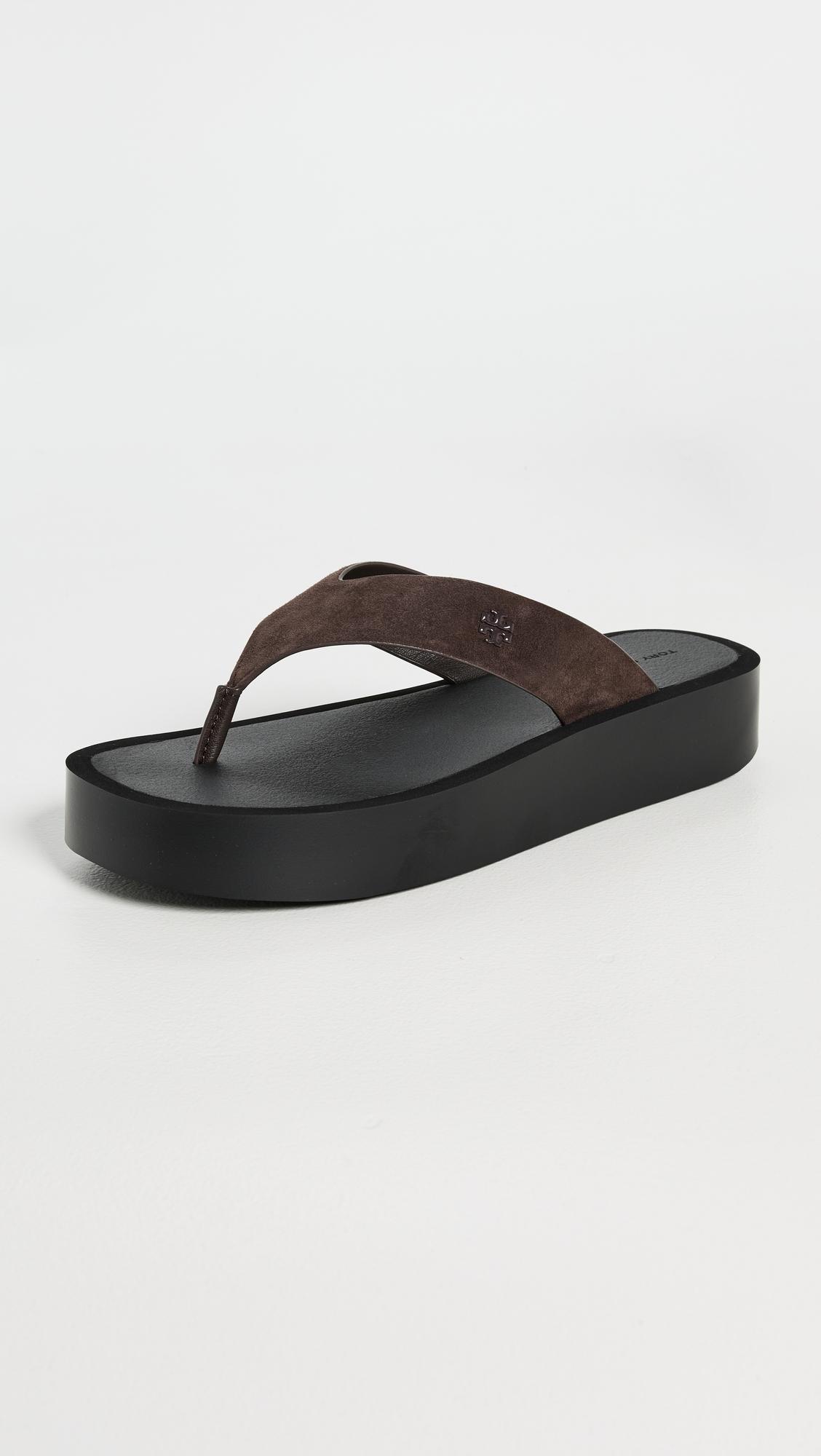 leather platform flip flops