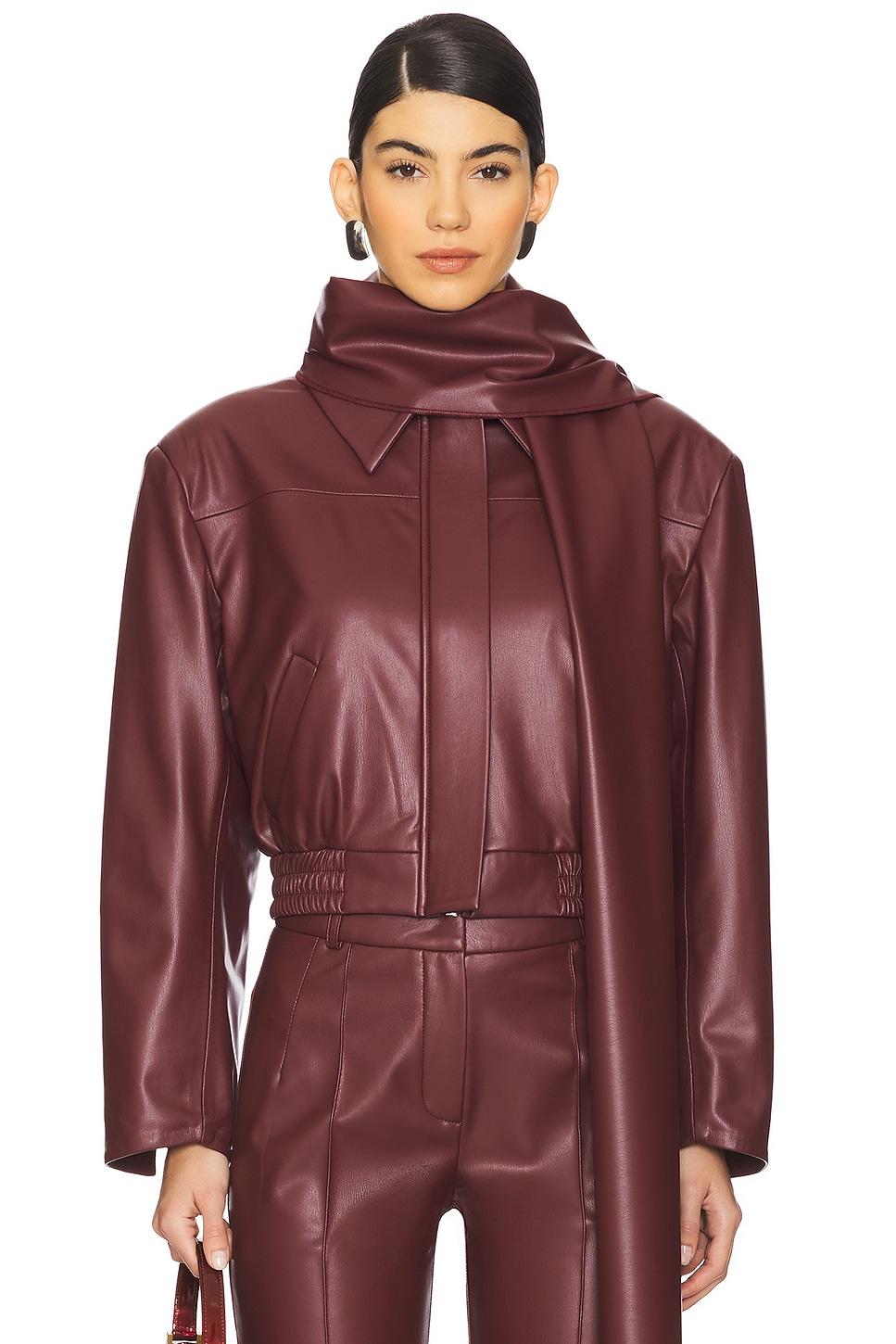 leather scarf detailed jacket