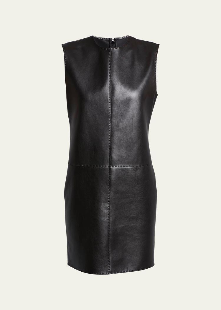 leather shift mini dress