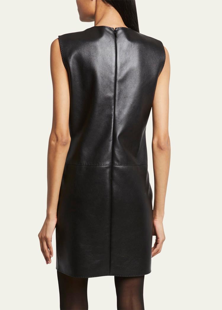 leather shift mini dress