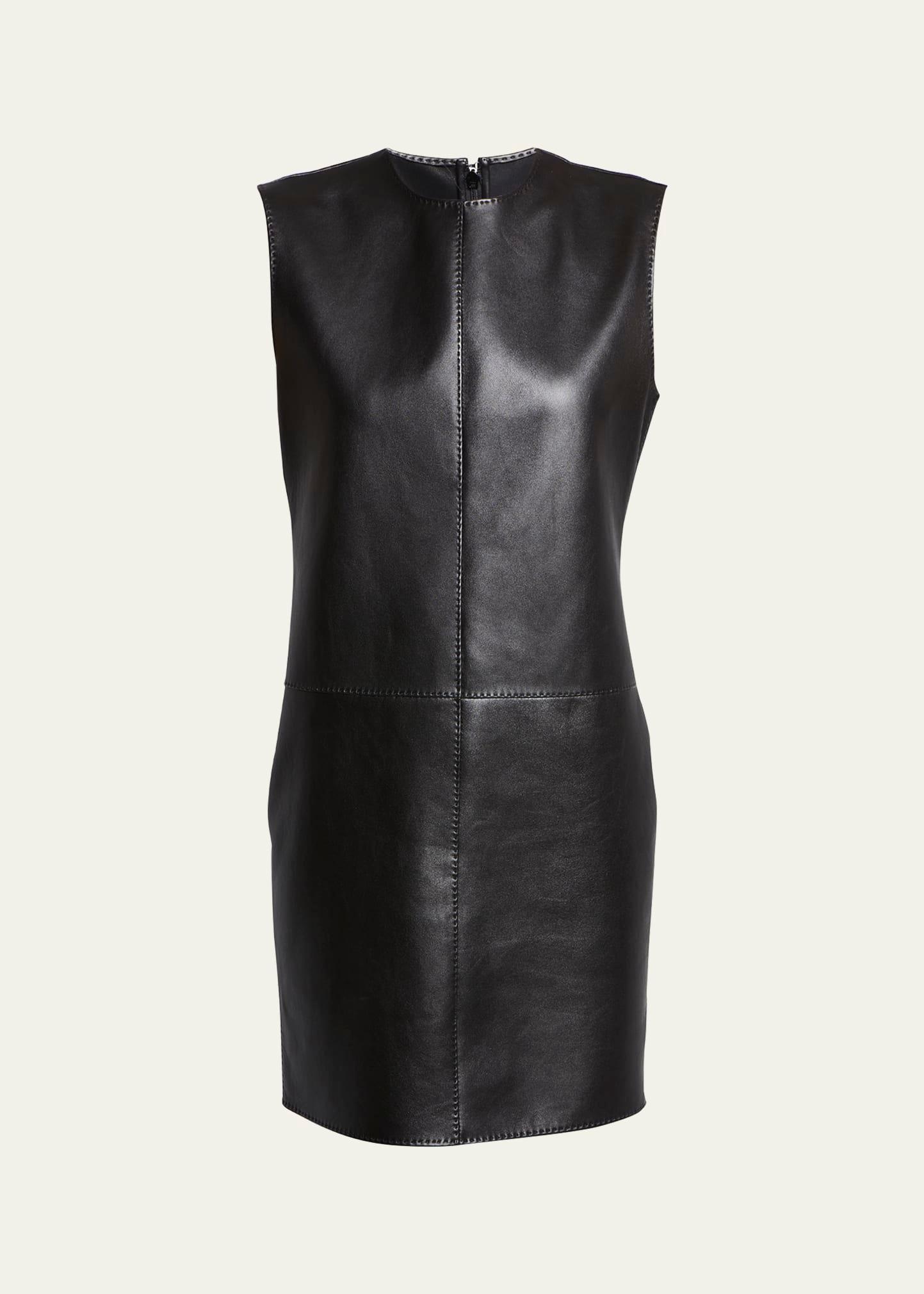 leather shift mini dress