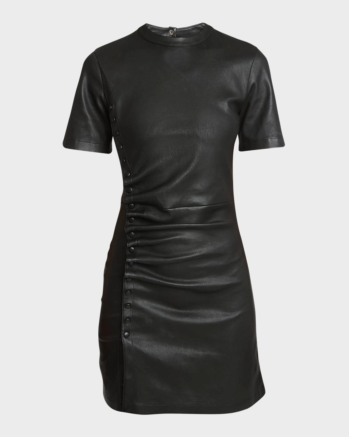 leather side snap mini dress